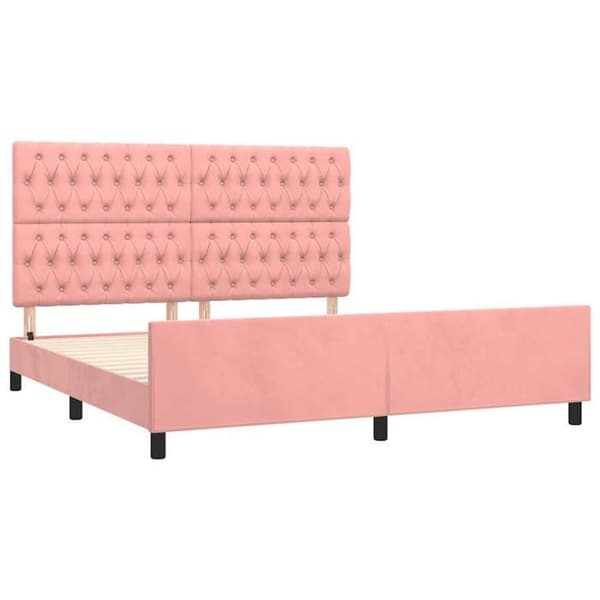 Maison Exclusive - Sängram utan madrass i rosa sammet