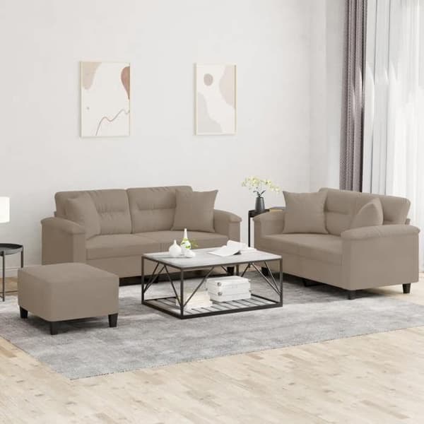 Maison Exclusive - Sæt af 3 sofaer med puder Taupe Mikrofiberstof