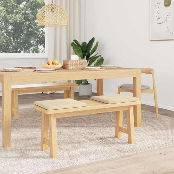 Bænkepude - EKSKLUSIV HUS - L-formet design - 2 dele - Creme polyester - Skridsikker 35 cm Grädde