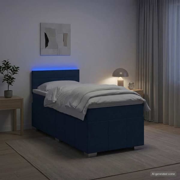 Maison Exclusive - Boxspring säng med madrass Blå 100 x 200 cm Tyg Blå