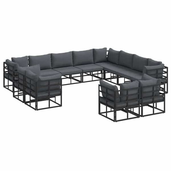 Maison Exclusive - 12-delars trädgårdsoff-set Svart Aluminium
