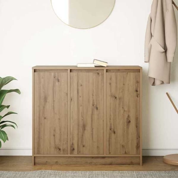 Maison Exclusive - Buffet i egetræ, håndlavet 85x34x76 cm, ingeniørtræ