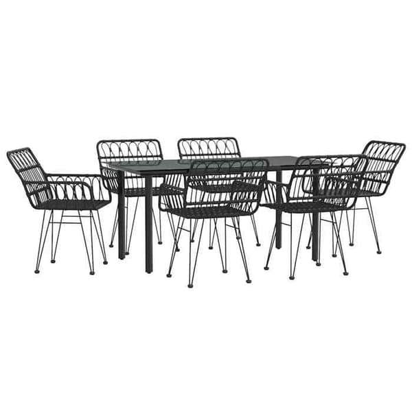 Maison Exclusive - Trädgårdsset 7 delar Svart Flätad Resin