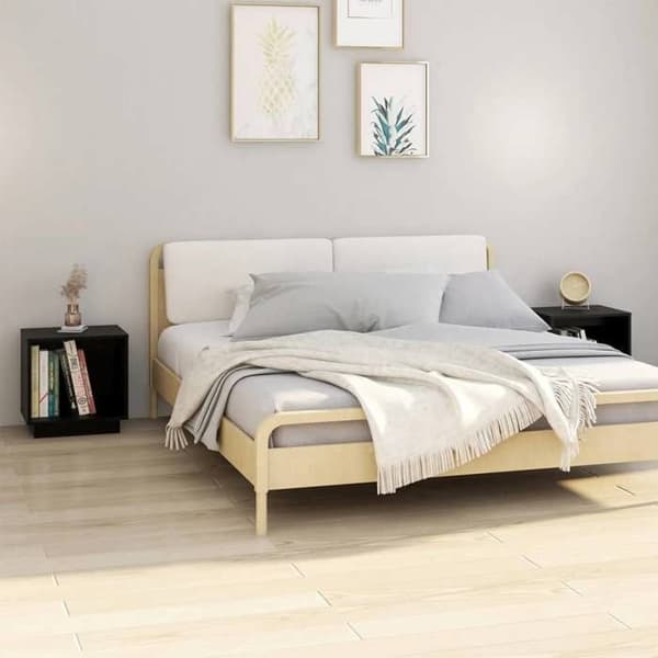 Maison Exclusive - Natborde 2 stk Sort 40x30x40 cm Solid fyrretræ Svart