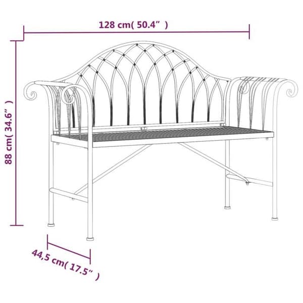 Maison Exclusive - Bænk til haven 2 pladser 128 cm Sort Stål
