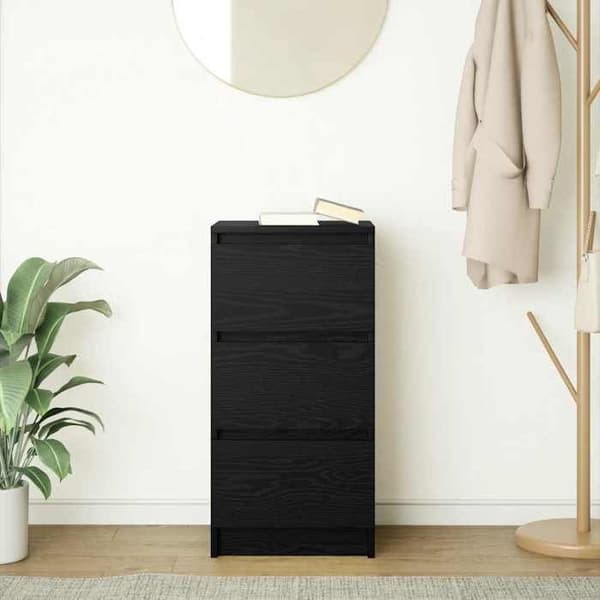 Maison Exclusive - Buffet i sort egetræ 37,5x35x76 cm i ingeniørtræ