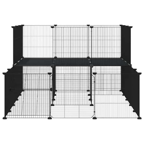 Maison Exclusive - Kæledyrbur med 44 paneler og dør Sort 175x105x70 cm