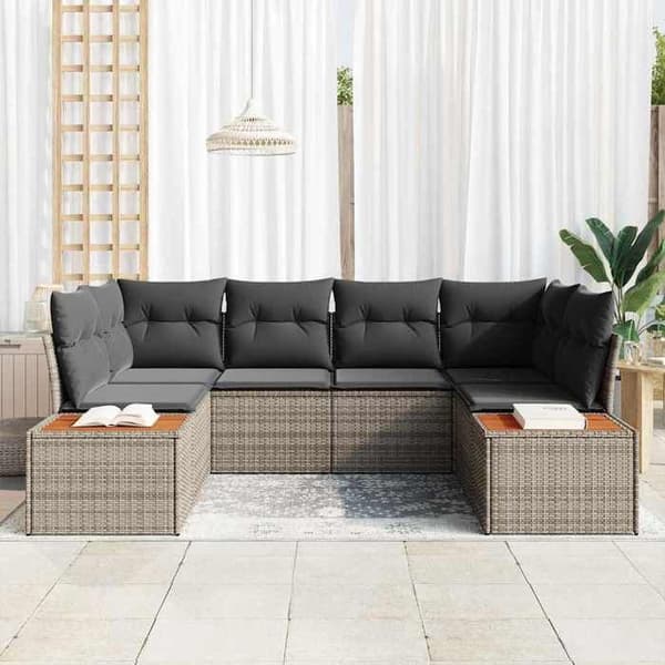 Lounge-soffor - MAISON EXCLUSIVE - Set 6 delar - 6 platser - Grå - Modulär, massiv akacia Grå