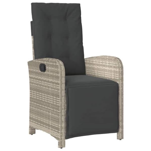 Maison Exclusive - Bistro-set 3 delar med ljusgrå kuddar i flätad resin