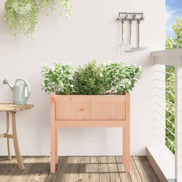 Jardiniär - EXKLUSIV HEM - 70x31x70 cm - massiv Douglas trä - med ben - rektangulär