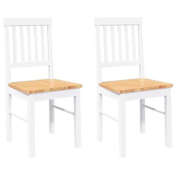 Maison Exclusive - Matstolar 2 st vit massiv gummiträ