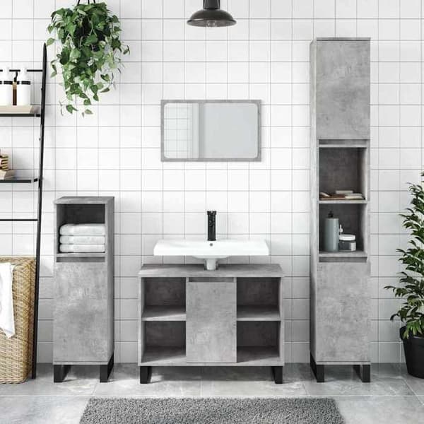 Maison Exclusive - Badeværelsesskab grå beton 80x33x60cm ingeniørtræ