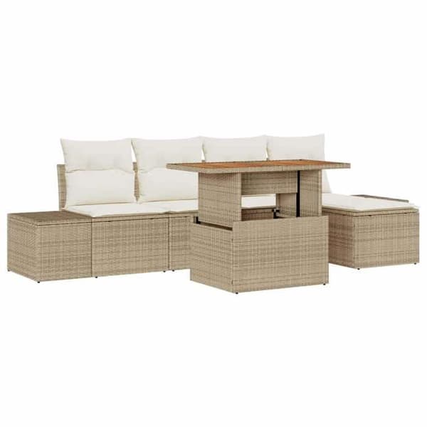 Maison Exclusive - 6 osan beige polyrottinkinen puutarhakalustesetti