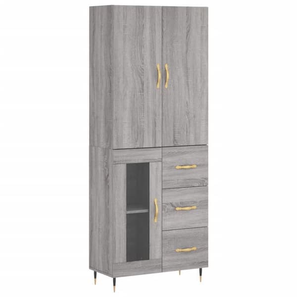 Maison Exclusive - Høj buffet Sonoma grå 69,5x34x180 cm Ingeniørtræ Sonoma grå