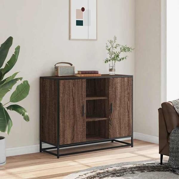 Maison Exclusive - Buffet i brunt egetræ 92x35x76 cm Ingeniørtræ