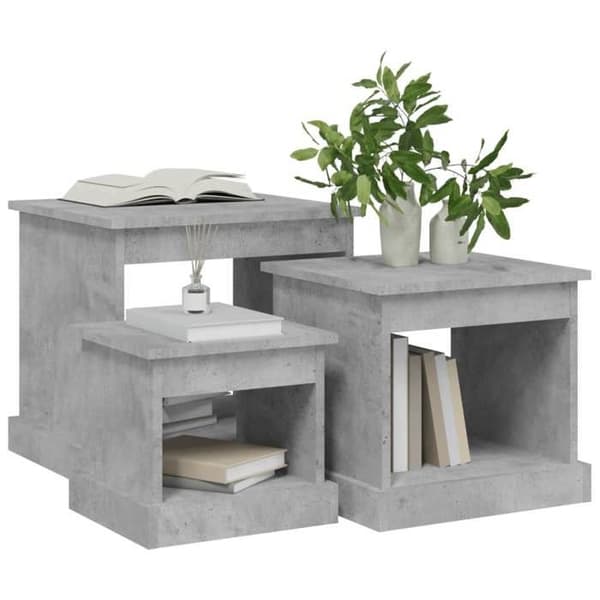 Maison Exclusive - 3 delar soffbord grå betong ingenjörsträ