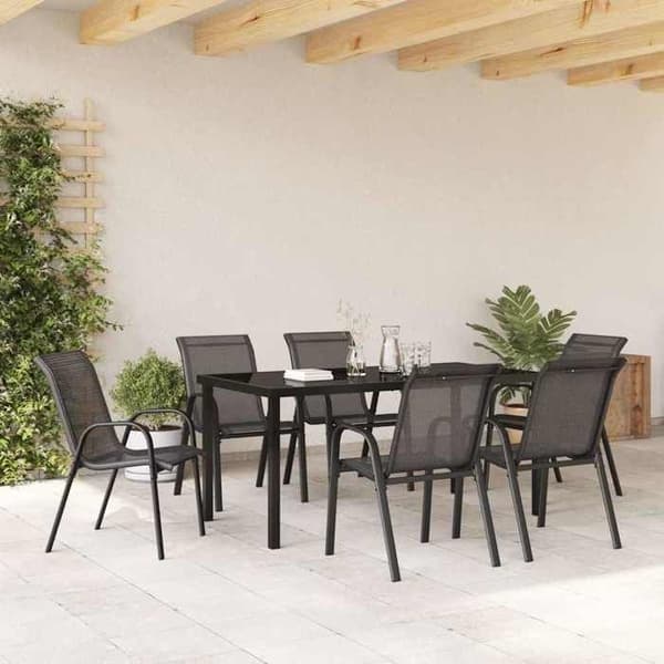 Maison Exclusive - Stabelbare havestole sæt af 6 Sort Textilene Svart