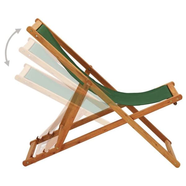Maison Exclusive - Strandstol i eucalyptus træ og grøn stof