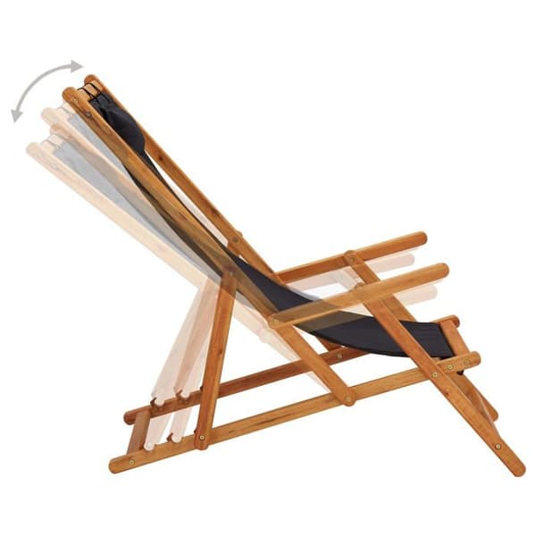 Maison Exclusive - Sammenklappelig strandstol i solid eucalyptus træ og sort stof