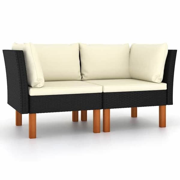 Maison Exclusive - Hörnsoffor 2st Flätad resin och massiv eucalyptus