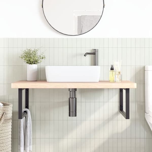 Vaskestativ - MAISON EXCLUSIVE - Væghængt model - Stål & massivt egetræ - 60–100 cm - Pladsbesparende