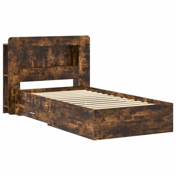 Maison Exclusive - Sängram med förvaring Ek rökig 100 x 200 cm