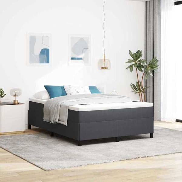 Lit - EXKLUSIVT HUS - Boxfjäder - 140 x 200 cm - Mörkgrå ribbad sammet - Ribbotten ingår Mörkgrå