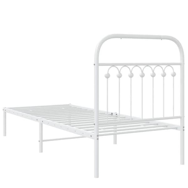 Sengestel - EKSKLUSIV HUS - 75 x 190 cm - Metal - Hvid - Lamelseng Vit
