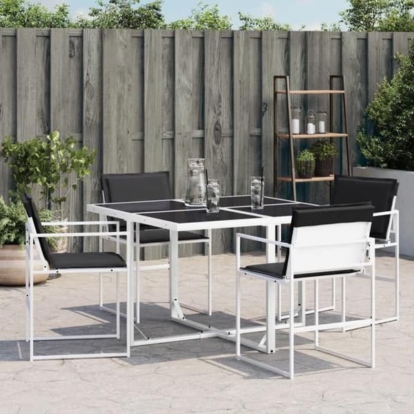 Maison Exclusive - Trädgårdsstolar med kuddar, set om 4, vit stål/textilene Vit