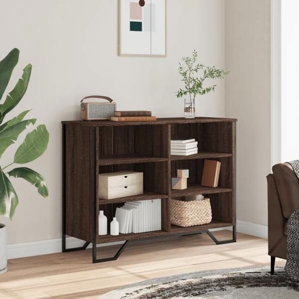 Maison Exclusive - Buffet i brunt egetræ 101x35,5x74,5 cm i ingeniørtræ
