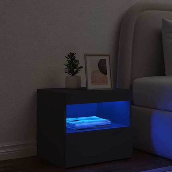 Natteskab - Eksklusivt Hus - Sort - Justerbar RGB LED - Spånplade sort