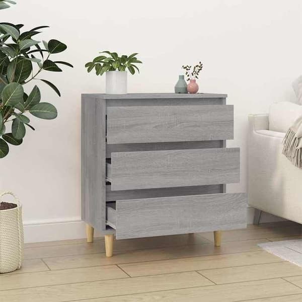 Buffet - EKSKLUSIVT HUS - Sonoma - Grå - 3 skuffer - Ingeniørtræ 60x35x70 cm Grå