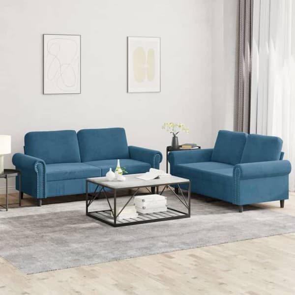 Maison Exclusive - Sæt af 2 sofaer med puder i Blå Velour