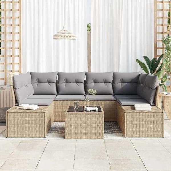 Maison Exclusive - 8-delt have-sofa sæt i beige og grå polyrotin