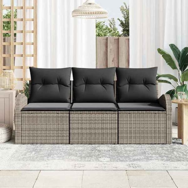 Havemøbler - MAISON EXCLUSIVE - Modulær - Grå - Poly rattan - 3 dele Grå