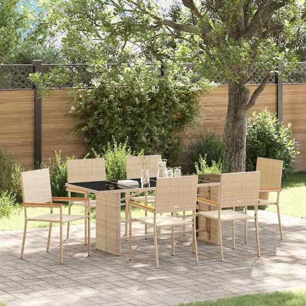 Maison Exclusive - 7 pc spisestue sæt til haven i beige polyrotin beige