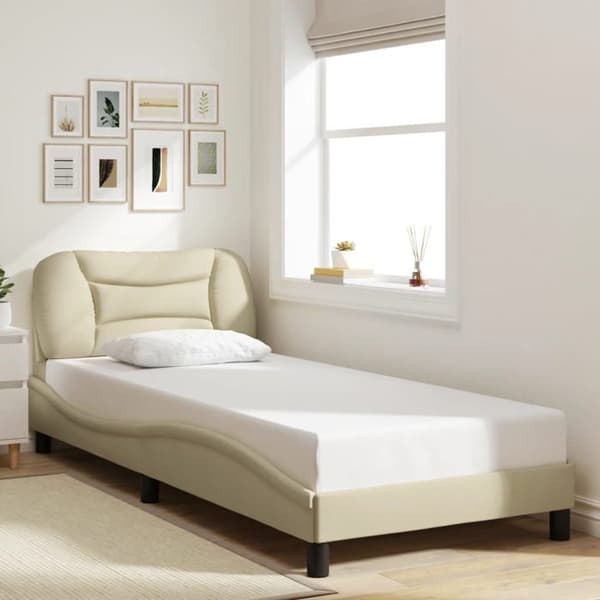 Sengestel - EKSKLUSIV HUS - Hvar - 90x200 cm - Creme - Indbygget LED Grädde