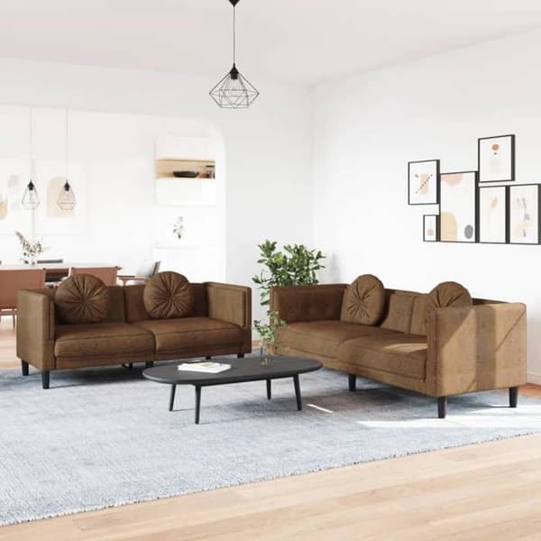 Maison Exclusive - 2-delars soffgrupp med bruna sammetskuddar Marron (sammet)