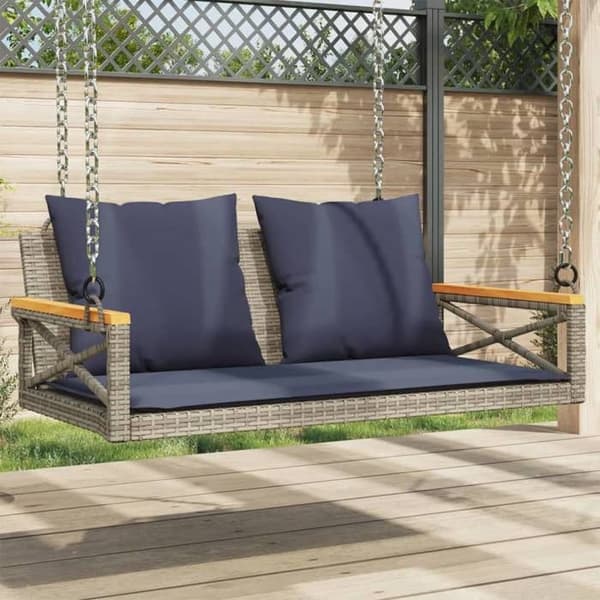 Maison Exclusive - Balanssoffa med grå kuddar 109x62x40 cm flätad resin
