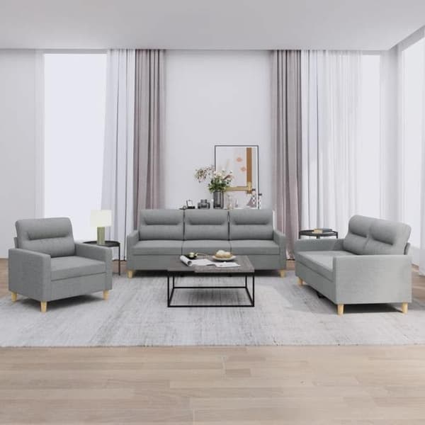 Maison Exclusive - Sæt af 3 sofaer med puder Lys grå Stof