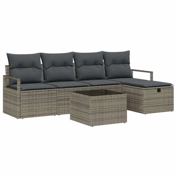Maison Exclusive - 6 osan sohvasetti 5-hengen harmaa polyrottinki