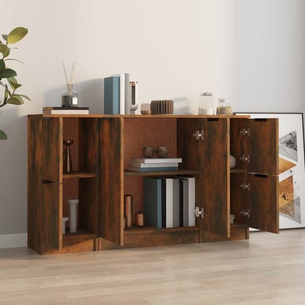 Maison Exclusive - 3 stk. Buffet i røgfyldt egetræ, ingeniørtræ