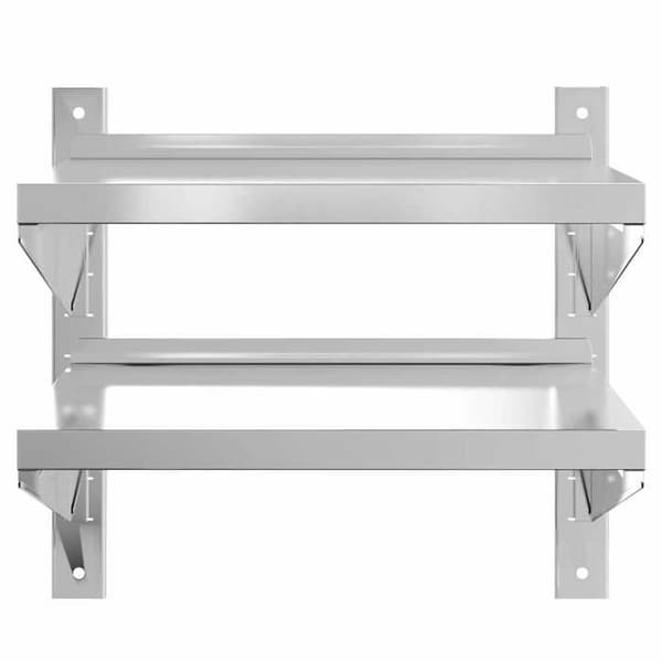 Væghylde - EKSKLUSIV HUS - 2 niveauer - Rustfrit stål - 50x40x48 cm - Sølv Silver