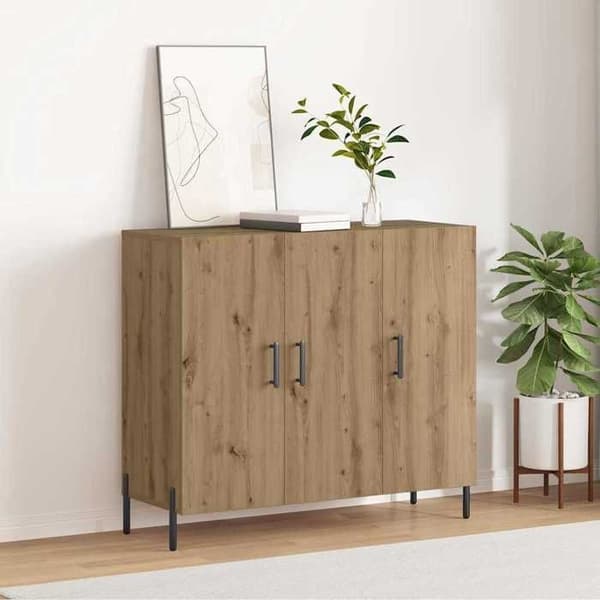 Maison Exclusive - Buffet i håndlavet egetræ 90 x 34 x 80 cm Ingeniørtræ