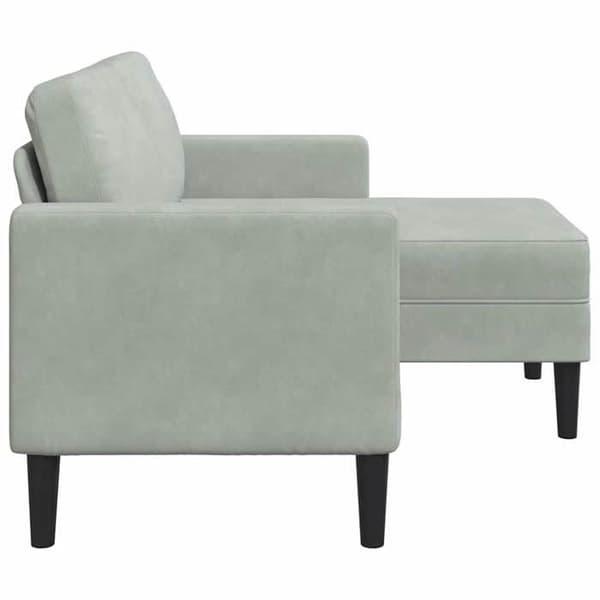 Soffa - EXKLUSIVT HUS - L-soffa - 2 platser - ljusgrå sammet - integrerad divan 125 cm Ljusgrått