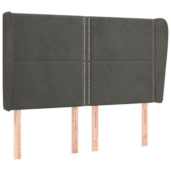 Maison Exclusive - Päätylevy korvilla Tummanharmaa 147x23x118/128 cm Sametti Mörkgrå