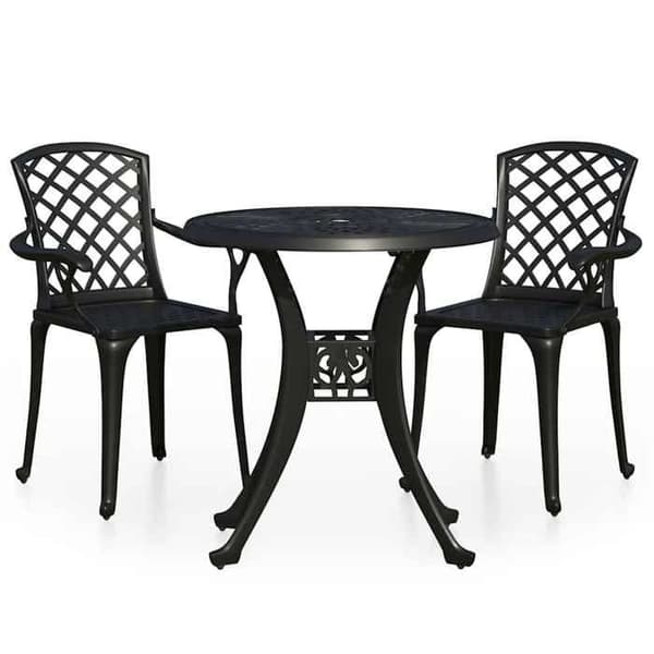Sæt bistro 3 stk - MAISON EXCLUSIVE - Støbt aluminium - Sort - Rustfri - Parasolhul Sort