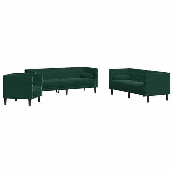 Maison Exclusive - Chesterfield sofa sæt med 3 dele og puder i mørkegrøn