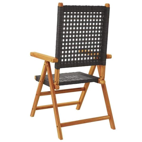 Maison Exclusive - Lænestole med vippefunktion, 6 dele, i sort polyrotin og massivt træ