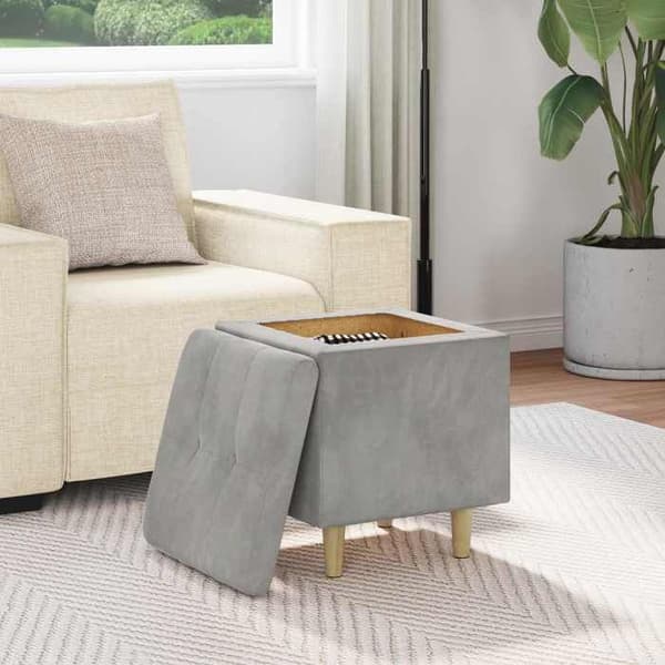 Maison Exclusive - Ottoman med förvaring Ljusgrå 40 x 40 x 45 cm Sammet